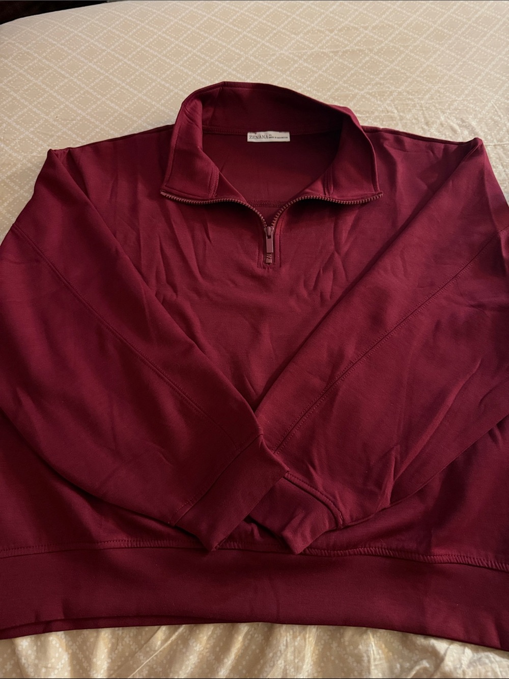 Zenana Outfitters Women's Half-Zip Pullover - Wine
